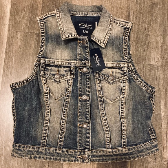 🆕👩🏽🦳SILVER CO DENIM VEST WITH STRETCH👩🏽🦳🆕 - Picture 6 of 12